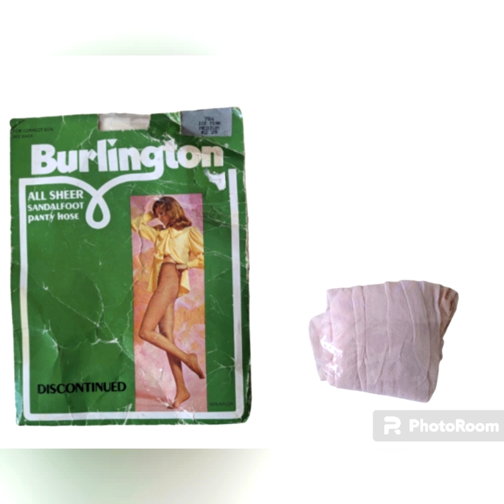 Ice Pink nylons M Burlington discontinued sheer sandalfoot panty hose Halloween